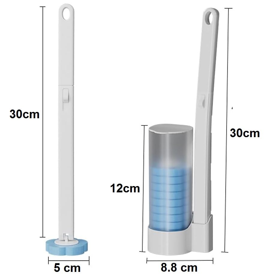 Image of CRIYALE Disposable Toilet Brush with 6pcs Sponge Refills, Wall Mounted Bracket Disposable Toilet Bowl Cleaner Wand, Toilet Cleaning System for Supreme Deep Cleaning and Hygienic Bathroom with Holder