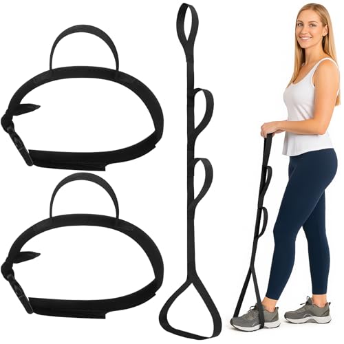 Soulchen 3 Pack 42 Inch Long Leg Lifter with Multi Loops and Thigh Lifter Strap Pull up Assistance Band for Getting Legs in and Out of Bed, Car, Couch, Wheelchair