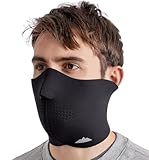 Tough Headwear Neoprene Half Face Mask for Cold Weather - Men's Winter Ski Mask for Outdoors, Motorcycle - Black