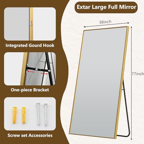 Image of Koonmi 77 inchx38 inch Floor Mirror Full Length, Large Gold Mirror