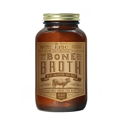 EPIC Beef Jalapeno Sea Salt Bone Broth, Keto Consumer Friendly, 14fl oz jar
