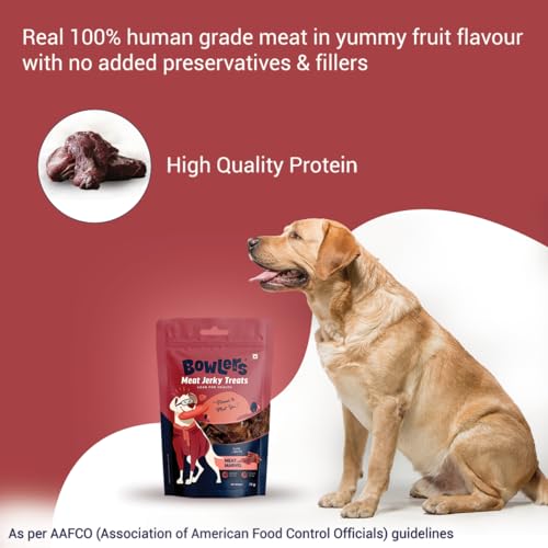 Image of Bowlers Dog Treats Meat Jerky| 70g (Pack of 5) | High on Protien |Low in Fat | Grain Free | Handmade Treats