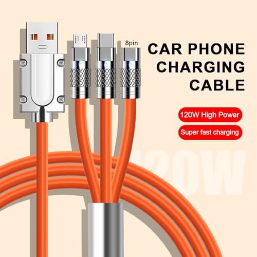Image of EDNITA 3-In-1 Charging Cable | Micro Usb, Type C And Micro USB, 15W Fast Charging Cable | 1M, Wide Campatibility- Orange