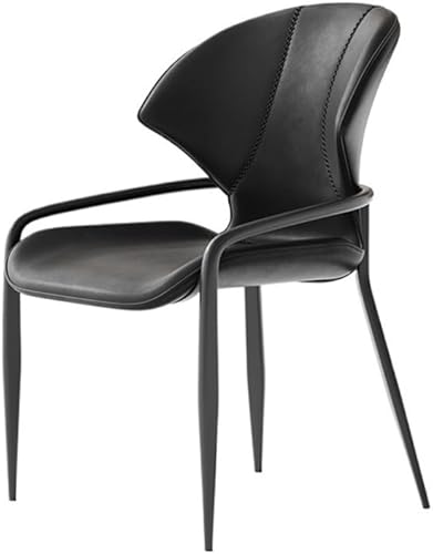 Sillas de comedor, silla de comedor moderna de mediados de siglo, asiento tapizado de piel sintética con patas de metal para cocina, sala de estar,