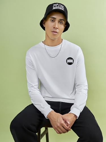 Image of Bewakoof X DC Batman Men's Cotton Printed Oversized Fit Full Sleeve Round Neck T-Shirt | Casual Wear | Street Wear | Oversized t Shirt for Men Cotton | Baggy