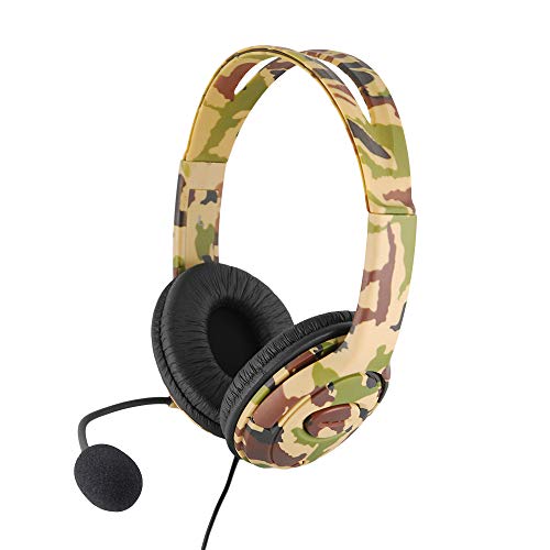 Cuffie gaming over-ear, con Microfono per Plays4, Design Camouflage, Altoparlante da 40mm, Cavo, Ripiegabile, Regolabile, Comode e Leggere per Lunghe Sessioni di Gioco