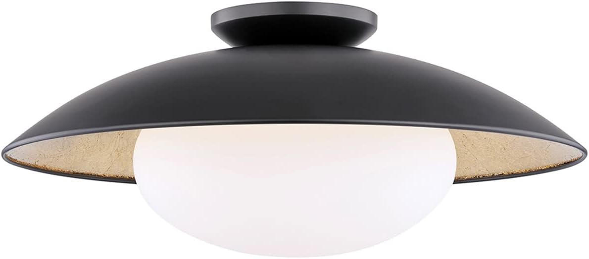 Mitzi H368601L-BLK/GL Cadence Semi Flush, Gold