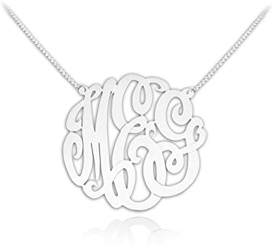 Monogram Necklace - 1 inch monogram necklace sterling silver - Personalized Monogram - Custom Monogram - Initial Necklace - Made in USA