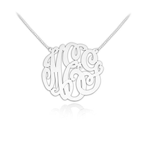 Monogram Necklace - 1 Inch Monogram Necklace Sterling Silver - Personalized Monogram - Custom Monogram - Initial Necklace - Made In Usa #TOP1
