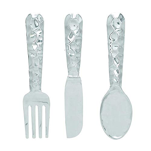 Benzara Artistic Cutlery Wall Decor In Metal, Set Of Three, Silver #TOP24