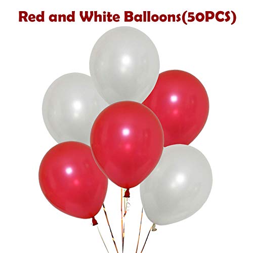 Image of Party Propz Red and White Balloons Set of 50 - 10 Inch Valentine Balloons for Decoration, Anniversary Decoration & Celebration Decor |Red and White Decoration (Latex)