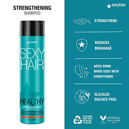 Sexyhair Healthy Strengthening Anti-Breakage Shampoo, 10.1 Oz | Helps Provide Strength And Flexibility To Damaged Hair | Sls And Sles Sulfate Free #TOP2