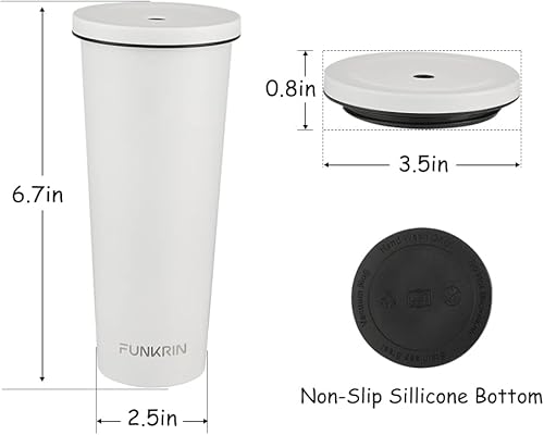 Miniatura 7 de Funkrin Taza de café aislada con tapa y pajilla, taza de viaje con revestimiento de cerámica de 18 onzas, botella de agua reutilizable de acero