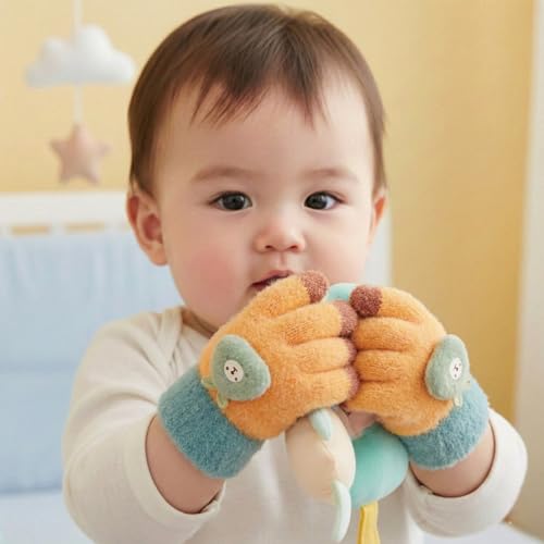 Image of Kraptick Kids Winter Gloves - Ultra-Soft Thick Knit Fuzzy Warm Mittens for Boys & Girls Cute Bear Patch Thermal Hand Warmers for Toddlers & Children -2