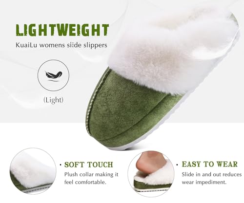 Image of KuaiLu Womens House Platform Slippers Warm Faux Suede Fuzzy Thick Cushioned Yoga Foam Shoes Ladies Slipper Home Lightweight Slip on Indoor Outdoor Non-Slip Hard Sole