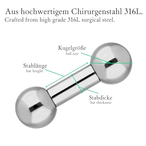 Piercing Treuheld Stab aus Silber und Chirurgenstahl Barbell