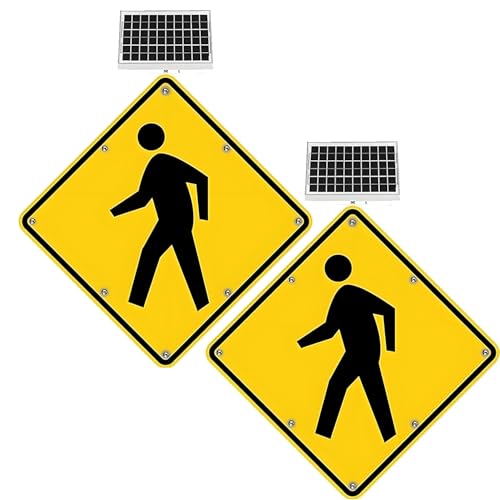 Semáforo LED, señal solar de cruce de peatones, advertencia de tráfico parpadeante para aceras y carreteras, aluminio duradero resistente a la intemperie, paquete de 2, sistema de alerta de seguridad