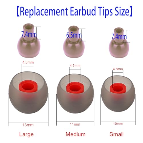 Image of 9 Pairs Earbud Tips,Silicone Replacement Earbud Tips Inner Hole 3.8mm -5.5mm, Headphone Ear Cover Fit Most in-Ear Headphones,Black Red(SML)