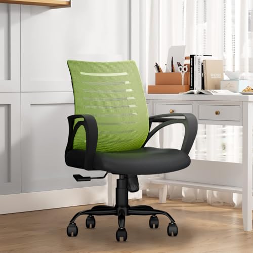 CELLBELL Desire C104 Mesh Mid Back Chair | Ergonomic Office, Study, Revolving, Computer Chair for Work from Home Heavy Duty Metal Base, Seat Height Adjustable (Pistachio Green)