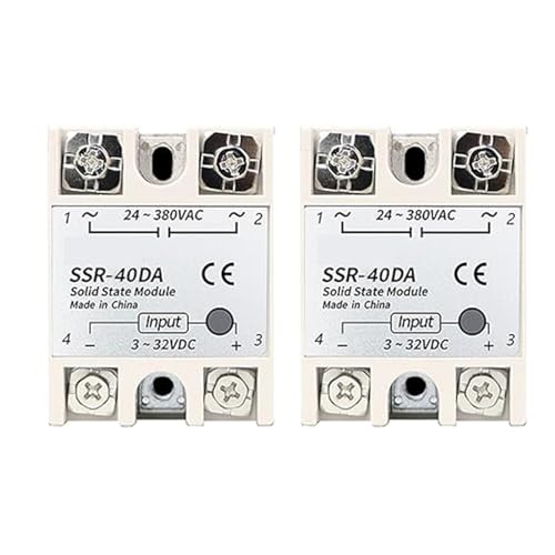 CAM2 2 szt. przekaźnik półprzewodnikowy SSR-40DA, 3-32 V DC, 24-380VAC 40A, automatyczny, montaż na panelu
