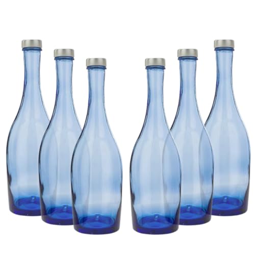 BrandPrint - Set di 6 Bottiglie in Vetro Blu Collio