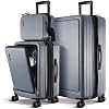 TRAVELARIM Luggage Sets 3 Piece, 20 Inch Carry on Luggage and 28 Inch Suitcases with Wheels Spinner, Durable Hard Shell Suitcase Set, Expandable Travel Suitcase, Grey