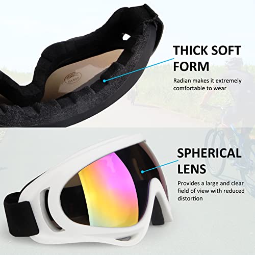 Motorcycle Goggles Kids, 2 Pack Dirt Bike Atv Motocross Goggles Ski Goggles, Off Road Riding Goggles For Child, Anti-Uv Dust Airsoft Glasses For Men Women Youth Adults (White+Black Frame/Color Lens) #TOP4