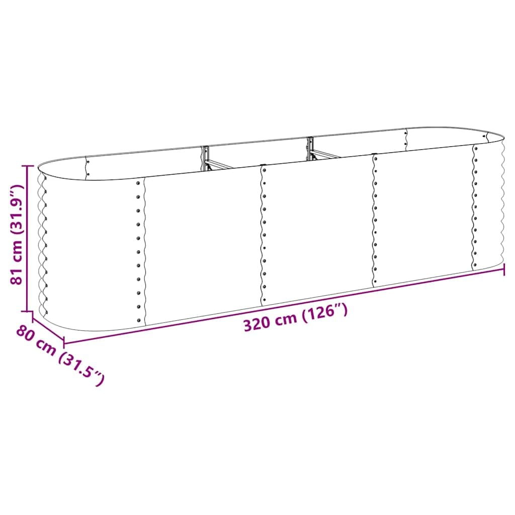 Jardín alto de acero galvanizado gris, 320 x 80 x 81 cm, resistente a las heladas, con gran jardinera y almacenamiento de agua para balcón, terraza, jardín y cultivo de hierbas