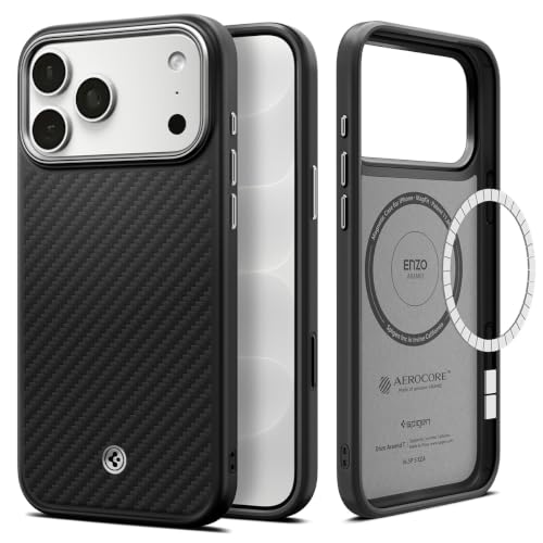 Spigen iPhone 18 Pro / 17 Pro HĂĽlle Enzo Aramid T MagFit -Black Silver