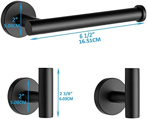 AOLALA Bathroom Hardware Set 3 Piece Stainless Steel Black Matte Bathroom Accessories Set Wall Mounted Bath Towel Hook Robe Hook and Toilet Paper Holder for Shower Room Kitchen Door and Closet