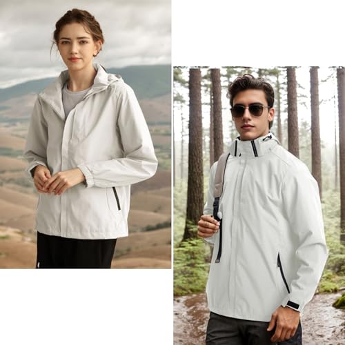 Men's Waterproof Lightweight Rain Jacket Removable Hooded Windbreaker Raincoat Outdoor Windproof Casual Jacket4