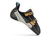SCARPA Booster Vegan Rock Climbing Shoes for Sport Climbing and Bouldering - Specialized Performance for Sensitivity and Support - Black/Orange - 7.5-8