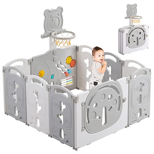YOLEO Parque Infantil para Bebés, Plegable Corralito Bebe XXL 10 paneles, Centro de Actividades...