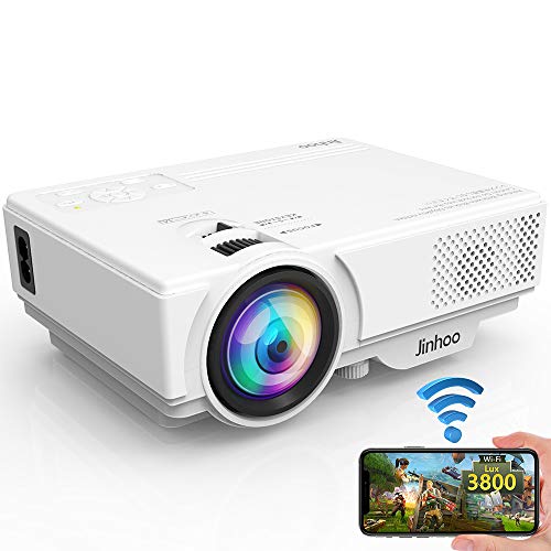 WiFi Projector, 3800 Lux 1080P Supported HD Mini Projector with 176 Projector Size, 50000 Hours Lamp Lifetime, Compatible with HDMI, VGA, AV, USB for Home Theater, Movie and More