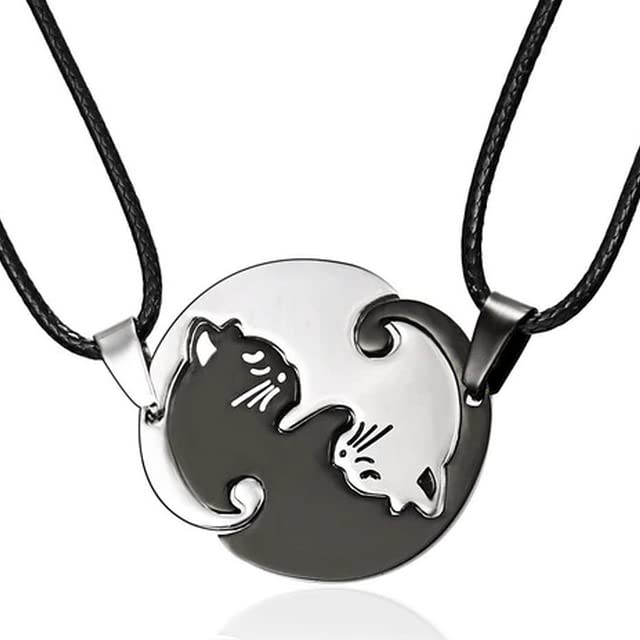 Colar Metades Yin Yang Casal Best Friends Gato Par Duplo Zen Amizade Taoismo