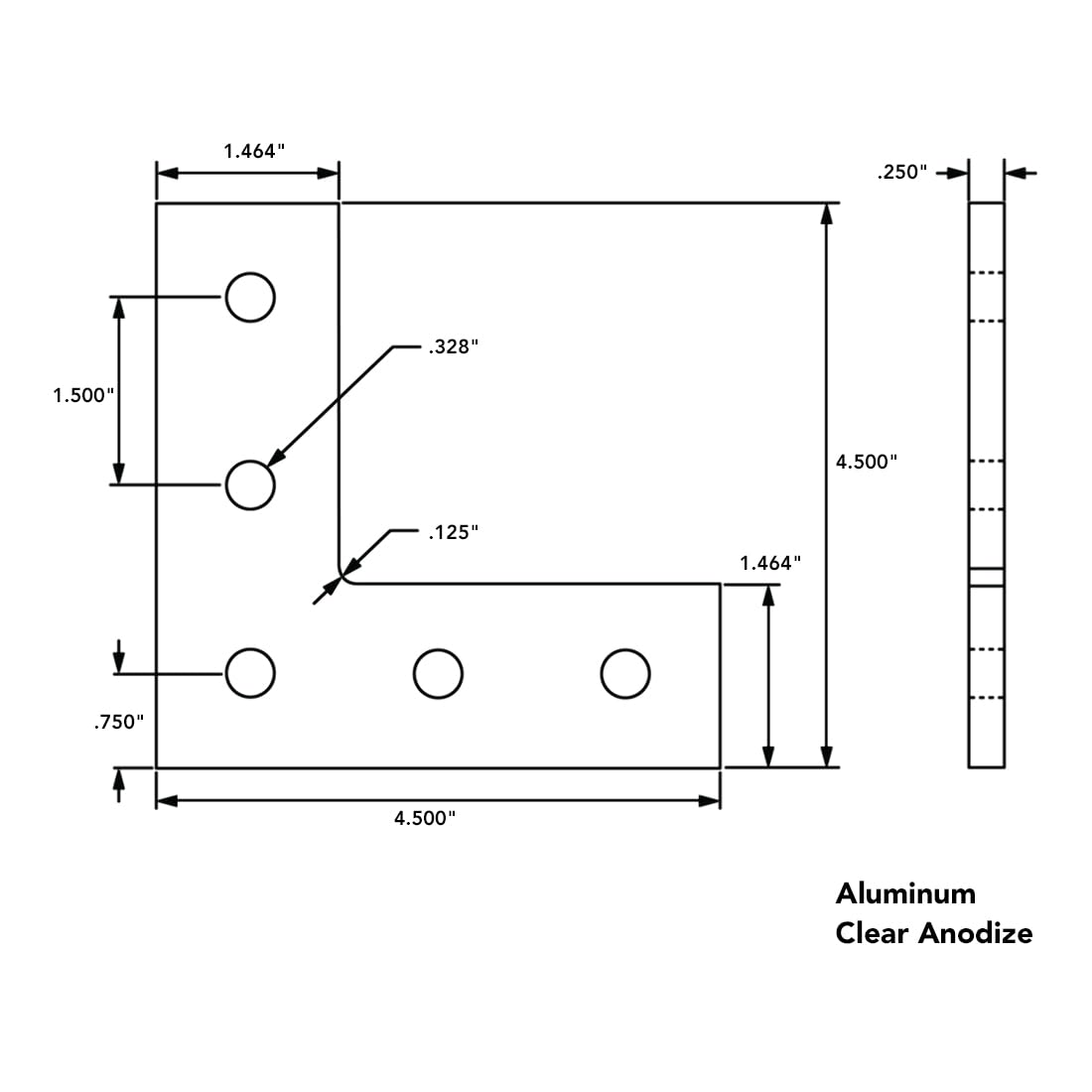 8020, 4481, 15 Series, Aluminum 5 Hole L Flat Plate Bracket Straight Mounting Connector Bracket for 80/20 T Slot Extruded Aluminum Extrusion (Clear Anodize, 10)