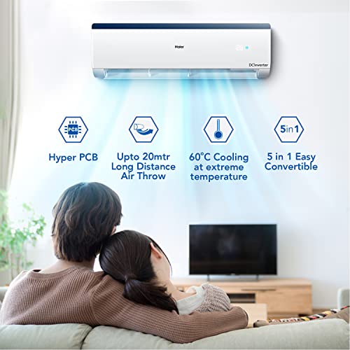 Image of Haier 1 Ton 4 Star Inverter Split AC (Frost Self Clean, 5 in 1 Easy Convertible, HSU12C-TTB4B(INV), White)