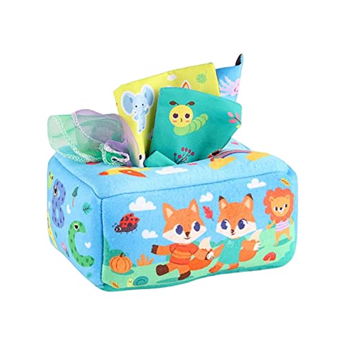 Baby Tissue Box Brinquedo Montessori - Tecido puxando brinquedo do bebê | Caixa de lenços de infanti