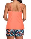 Best Two-Piece Bathing Suits for Modest Women over 50: Your Complete Guide to Confident Swimwear 13 Tempt Me Orange Flower Two Piece Tankini Swimsuits for Women Tummy Control Bathing Suit with Shorts Athletic Swimwear M