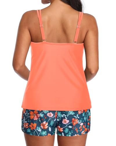 Image of Two Piece Tankini Swimsuit for Women Tummy Control Bathing Suit with Shorts