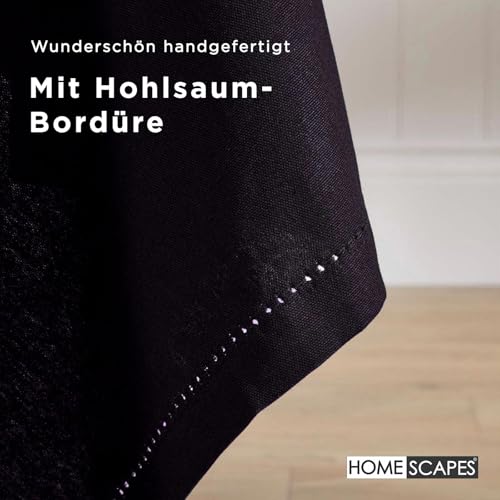 Homescapes Schwarze Tischdecke rund mit Hohlsaum aus 100% Baumwolle 178 cm, rundes Tischtuch, waschbar & pflegeleicht – Ansicht 5