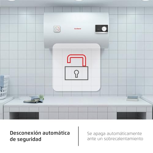 Miniatura 12 de Corberó Termo Eléctrico Horizontal Ctma50h 47l 1500w 30-75 Tanque Acero Esmaltado Zafiro Resistencia Inox 316l Termómetro Exterior Protección Anticorrosión Panel Control Manual