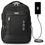 Mochila executiva antifurto 35L para notebook até 17, com saída USB e entrada para fone, impermeável, reforçada e ergonômica para trabalho, faculdade e viagem – preta