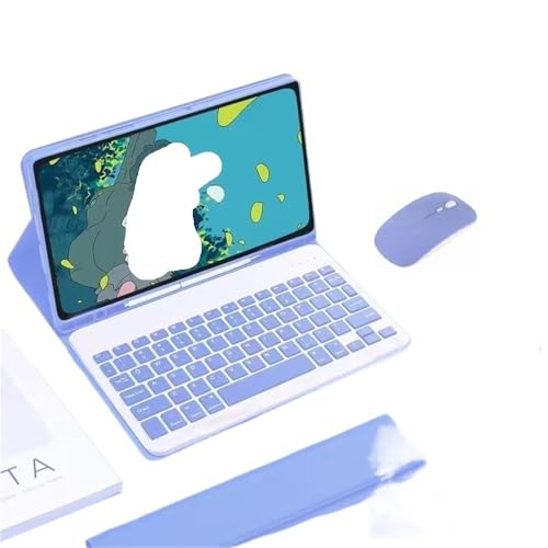 Étui iPad Pro 12.9 avec clavier détachable et souris housse cuir protection violette