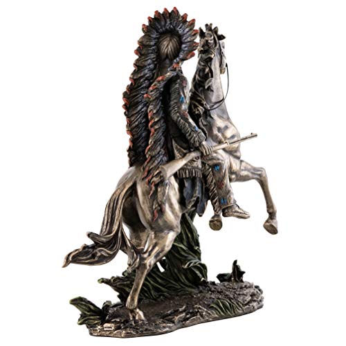 Estatua Chief Sitting Bull a Caballo 10.75 in Bronce miniatura 4