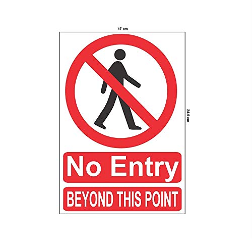 VVWV No Entry Beyond This Point Sign Sticker for Public Hospital Clinic Office Hall Doctor Shop Home L X H 17 x 24.5 Cm