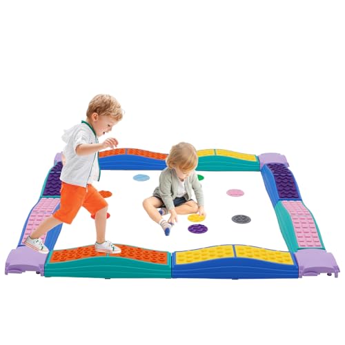 Yosamy Balancierbalken Kinder Schwebebalken mit 8 Tastscheiben für Berührung und Balance Balance Board Sportspielzeug für Kinder