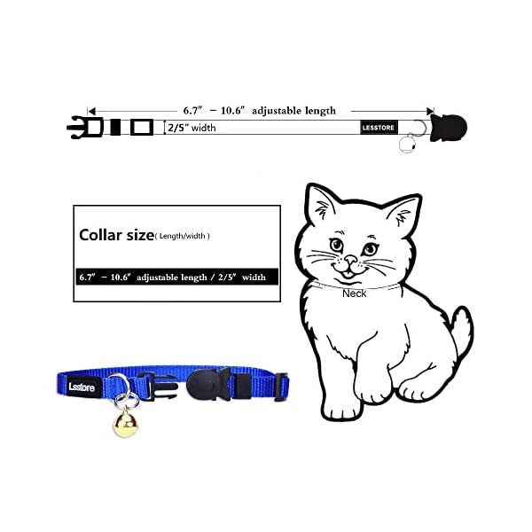 Personalized nylon cat collar breakaway with bell - custom embroidered text id collars with pet name and phone number - image 5