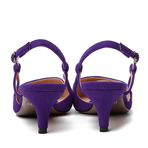 MODENCOCO Womens Pointed Toe Slingback Fashion Wedding Suede Elegant Buckle Kitten Low Heel Pumps Dress Shoes 2 Inch4