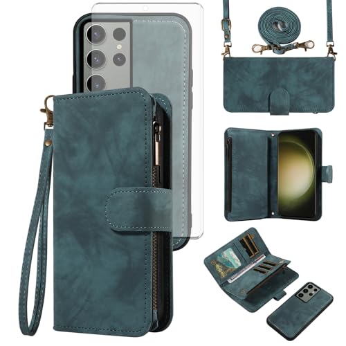 Coque Samsung Galaxy S23 Ultra 5G avec fermeture éclair et verre trempé Asuwish
